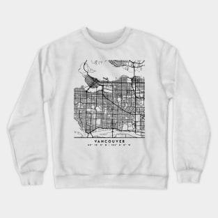 VANCOUVER CANADA BLACK CITY STREET MAP ART Crewneck Sweatshirt